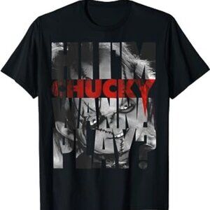 Chucky Wanna Play Text Fill Horror Movie Fan Gift Graphic Scary T-Shirt 79